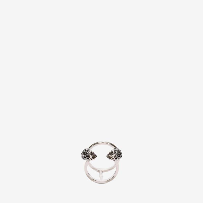 ALEXANDER MCQUEEN - Twin Skull Double Ring - Item 553656J160Y1177